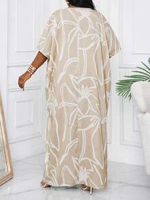 SHEIN Lady 新款大码春夏秋冬优雅藏青浅绿编织翻领长袍连衣裙 大码连衣裙 春夏连衣裙 派对连衣裙 生日连衣裙 休闲连衣裙 亮片连衣裙 夏季度假装 时尚服装系列 外出夏季连衣裙 春季连衣裙 - 卡其色 - 查看 2