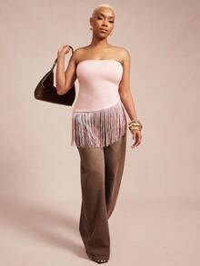 Vixey High Waist Slant Pocket Casual Barrel Leg Jeans - Brown - View 3