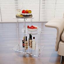 1PC Transparent Acrylic Side Table, Modern Design, Easy Assembly, Space Saving, Multifunctional Nightstand Suitable For Living Room, Bedroom, Hallway, Bathroom - Transparent - View 10