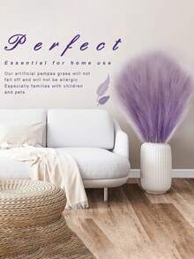 5/10/20/30 Stems Artificial Pampas Grass - Fluffy Grey Lavender Faux Bunny Tails For Wedding Bouquet, Home Decor, Fall & Seasonal Arrangements - Purple - View 5
