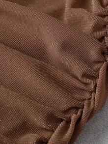 SaltGleam SaltGleam Women's Solid Color Plunging Neck Fashionable Sexy Halter Dress - Coffee - View 8