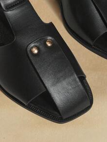 Rosivie Square Toe Slip-On Flats, Versatile Commuter Shoes, Elegant Office Wear For Women - Black - View 4