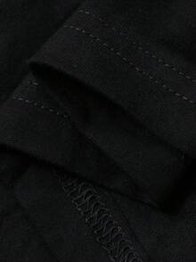 Dazy Plus V-Neck Solid Color Batwing Sleeve Long Plus Size Women Nightgown, Spring/Summer - Black - View 8
