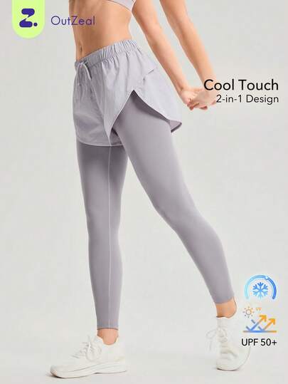 OutZeal Women Sports Pants 2-In-1 Legging Running Gym Cool Touch UV Protection Active Bottoms