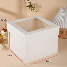 5/10Pcs High Quality Simple Square Cake Boxes With Window, Large Cookie Baking Folding Cardboard Cake Packaging Boxes, For Pastries, Desserts, Candies Packaging, Weddings, Parties, Christmas, Birthdays - White - View 13