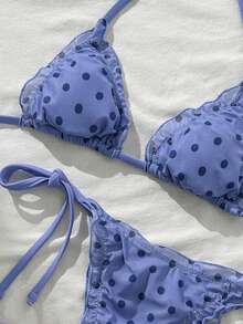 Elavelle Bộ bikini nữ cổ yếm họa tiết hoa ngẫu nhiên, thích hợp cho mùa xuân/hè. - Nhiều màu - Xem 5