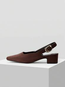 Mnmlis Women's Buckle Design Fashionable High Heels For Daily Wear - Coffee Brown - View 6