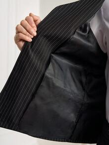 Officeau 男士条纹商务休闲马甲，Old Money - 黑色 - 查看 7