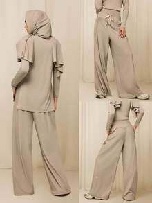 GLOWMODE X Reem Modest All-Day Ease Cooling Quick-Dry Sun Protection Adjustable Drawstring Waist Slip Pockets Wide-Leg Pants Training Running Workout Gym Daily - Khaki - View 7