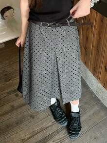 DAZY 女士波点休闲百搭约会外出A字裙 - 灰色 - 查看 7