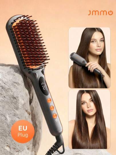 JMMO Hair Straightener Brush, Hair Straightener Comb With 16 Temp, Negetive Ion For Less Frizz, For Home Salon, Fast Heating Tech With Auto-Off | Anti-Scald-EU Plug