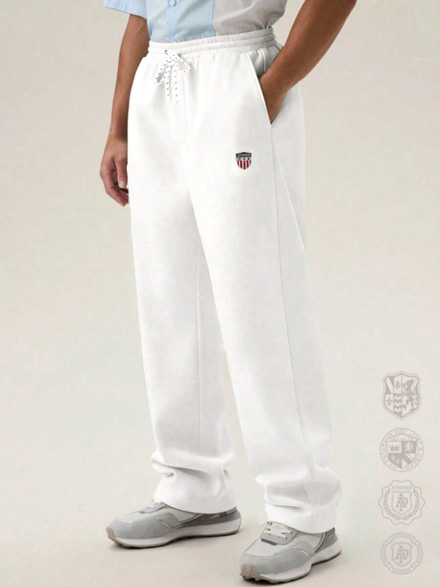 SWAVVY Men's Casual Loose Straight Leg Sweatpants - White - View 1