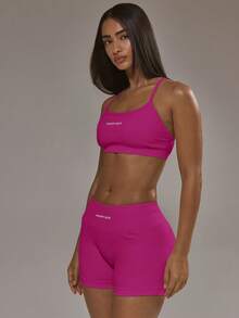 Musera Sport Bộ đồ thể thao phối hợp gồm áo ngực thể thao lưng chéo và quần legging bó mông, thích hợp cho mùa thu đông, tập luyện thể thao, bộ đồ tập luyện mùa hè. - Màu Hồng Tươi - Xem 3