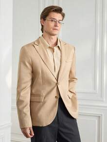 Officeau Men's Long Sleeve Lapel Neck Business Casual Blazer Formal - Mocha Brown - View 4