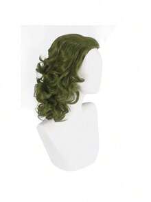 Cosplay Clown Green Medium Long Curly Hair, Daily Wear Wig, Holiday Party, Stage Performance, High Temperature Silk Cosplay Wig - Green - View 8