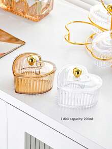 1pc Heart-Shaped Party Food Service Tray, Appetizer Platter, Multipurpose Snack Bowl Tray For Nuts, Candies, Fruits, Reusable Plastic Snack Plate, 3/4/5 Compartments, Champagne Color - Multicolor - View 2