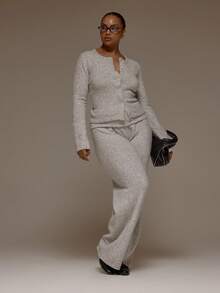 MUSERA Top de manga larga con botones tejido, ideal para el invierno, Año Nuevo, salidas, fiestas de noche y eventos - Gris - Ver 3