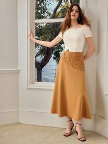 MOTF PREMIUM WOMEN'S ROMANTIC BUTTERFLY EMBROIDERED SKIRT, SPRING/SUMMER - Yellow - View 8