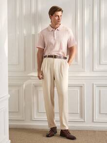 Officeau Manfinity Bizformal Men's Straight Leg Casual Trousers, Retro British Style Versatile Pants,Boyfriend Gifts,Valentine's Day Men,White Men Pants - Beige - View 8