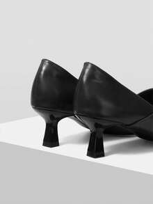 Mnmlis French Retro Elegant Square Toe High Heel Shoes, Kitten Heel, New Arrival Spring/Autumn Women Pumps - Black - View 3