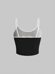 ROMWE Y2K Gothic Dark-Tone Music Note Contrast Trim Camisole & Shorts Pajama Set - Black and White - View 8