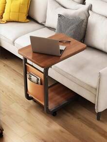 Mobile C-Shaped End Table With Wheels & Storage Pocket - Fits Over Couch/Bed, Portable Side Table For Living Room, Balcony - Multicolor - View 2