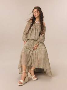 Styleloop 女士休闲通勤度假百搭纯色系带坡跟凉鞋，适合度假装扮和旅行必备 - 杏色 - 查看 3