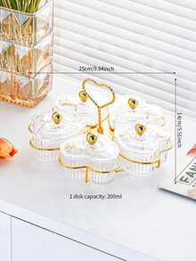 1pc Heart-Shaped Party Food Service Tray, Appetizer Platter, Multipurpose Snack Bowl Tray For Nuts, Candies, Fruits, Reusable Plastic Snack Plate, 3/4/5 Compartments, Champagne Color - Multicolor - View 8
