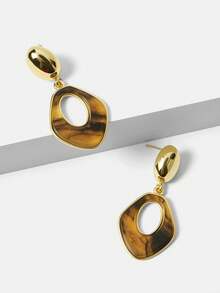 MOTF PREMIUM 18K Gold-Plated Amber Geometric Elegant Earrings - Yellow Gold - View 4
