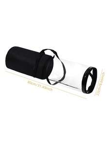 1pc Transparent Gift Packaging Storage Bag, PVC Packaging Paper Storage Bag With Handle, Easy To Carry Tube Container, Transparent Christmas & New Year Gift Packaging Organizer - Half Black - View 4
