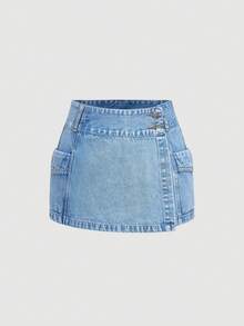Sweetra Women's Casual Denim Shorts - Blue - View 1