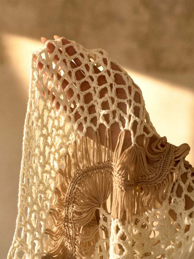 ROBE DE PLAGE ASYMÉTRIQUE AVEC OURLET blocs de couleurs FAIT MAIN AU CROCHET, CONVIENT POUR LES VACANCES