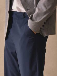 Musero 修身剪裁前褶西裤，时尚西装裤，春夏必备单品 - 藏蓝色 - 查看 5