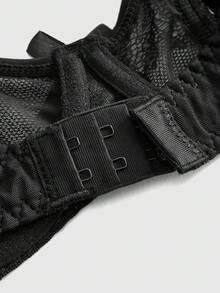 ROMWE Goth 暗黑哥特风蝙蝠蕾丝花卉文胸和无钢圈文胸 - 黑色 - 查看 4