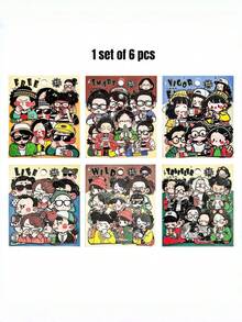 1 Set Of 6 Pcs Energetic Pet Stickers, Journal Sticker Pack, Stickers, Cartoon Stickers, Journal Materialset - suit - View 3