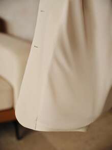 Anewsta 2pcs/Set Spring & Autumn Urban Chic Mustard Yellow Women's Suit Set, Lapel Long Sleeve Office Commute Blazer Jacket + High Waist Short Suit Pants - Light Yellow - View 11