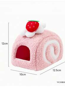 1Pc Bread Roll Towel Roll Hamster Bed, Golden Hamster Small House, Cute Bread & Cake Shape, Hamster Hideout House, Warm & Cold Resistant. - Multicolor - View 7