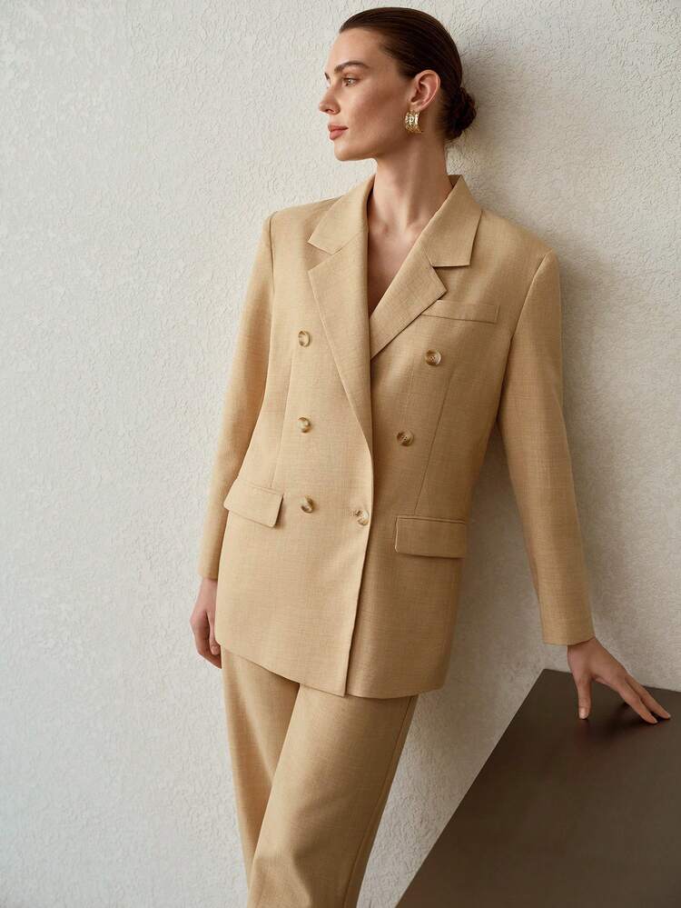 WOMEN'S COMMUTER FAUX LINEN BAMBOO TEXTURED BLAZER