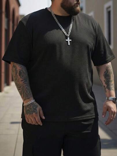 ResortEase 男士加大码时尚纯色纯色短袖 T 恤，适合外出