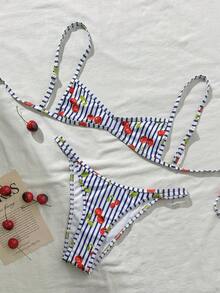 Swim Mod Women's Random Print Spaghetti Strap Bikini Set, Spring/Summer - Multicolor - View 2