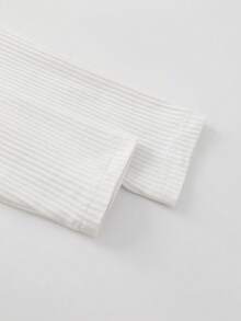 Selamara Women's Long Sleeve Ribbed Texture Crew Neck T-Shirt, Slim Fit Top - White - View 6