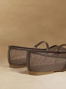 Rosivie 女士搭扣设计休闲百搭平底鞋 - 棕色 - 查看 5