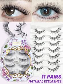 MAGEFY 7/11/14 Paar natürliche gekreuzte Wimpern, transparentes Band, täglicher Trage Wispern Wimpern, Manga Stil, Reise Muss-Have, Geschenk für Freunde, transparenter Streifen, leicht, wiederverwendbar, natürliches Aussehen - Schwarz - Übersicht 4