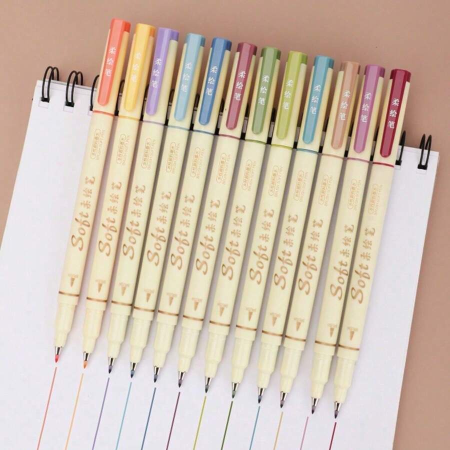Bộ 3/6 bút lông đầu mềm, kiểu Trung Quốc, bút màu cổ điển, thích hợp để ghi chú và vẽ, bút viết tay, quà tặng học sinh nhân dịp tựu trường. - Bút trung tính - Xem 1