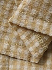 DAZY Spring Sweet Plaid Ruffle Trim Lantern Sleeve Women Pajama Set - Yellow - View 7