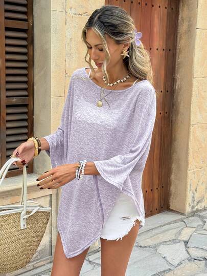 SHEIN LUNE Women's Casual Solid Color Summer Vacation Commute Daily Basic Fashion Top