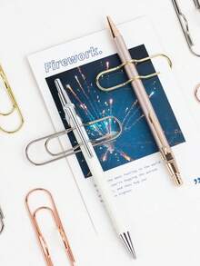 1 Set Of 3Pcs Creative Metal Pen Clip, Paperclip, Stationery Clip, Office Folder, Book Clip, Strong Long-Tail Receipt Clip - Multicolor - View 6