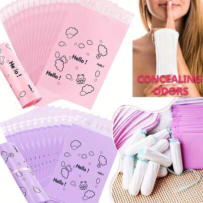 1/100 Túi đựng băng vệ sinh đã qua sử dụng, Túi đựng đồ vệ sinh phụ nữ dùng cho tampon và băng vệ sinh, Túi đựng đồ cá nhân tự dán kín, Túi chăm sóc cá nhân trong kỳ kinh nguyệt giúp bảo vệ sự riêng tư và ngăn mùi (Hồng Tím)