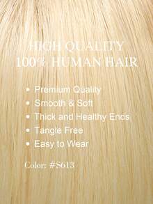 Tapa de cabello real para mujeres, piezas de cabello humano real para mujeres con cabello ralo, tapa de cabello con encaje, extensiones de cabello con clip en color rubio dorado #S613 - S613 - Ver 2