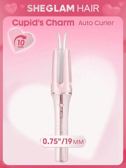 SHEGLAM HAIR Cupid's Charm One-Touch Instant Curler,Pink Automatic Curling Iron 19mm UK Plug,10min Quick Waves,60s Fast Preheat,3 Adjustable Temps,Heart-Shaped Switch,8s Smart Timer,Quick Auto Curl Magic Enhance Shine & Protection Suitable For Medium To Long Hair Graduation Birthday Gift Holiday Winter Pink Vibe Makeup Party Beach Travel Camping School Campus Festivals Rose Present Girl Charm Best Valentine's Day Women's Day Love Yourself